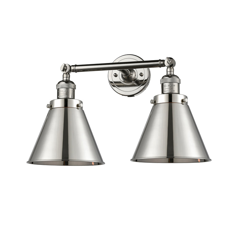 Appalachian Bath Vanity Light shown in the Polished Nickel finish with a Polished Nickel shade