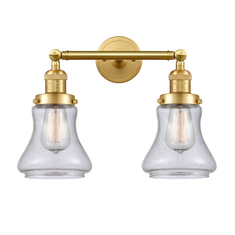 Bellmont Bath Vanity Light shown in the Satin Gold finish with a Seedy shade