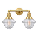 Oxford Bath Vanity Light shown in the Satin Gold finish with a Seedy shade