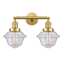 Oxford Bath Vanity Light shown in the Satin Gold finish with a Seedy shade