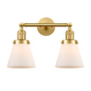 Cone Bath Vanity Light shown in the Satin Gold finish with a Matte White shade