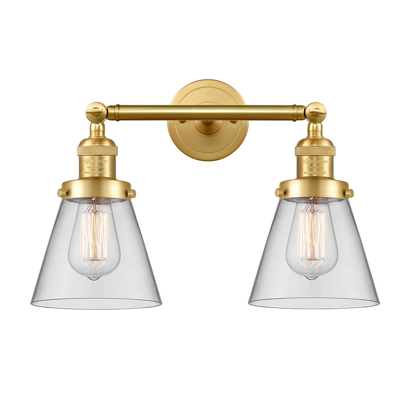 Cone Bath Vanity Light shown in the Satin Gold finish with a Clear shade