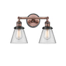 Cone Bath Vanity Light shown in the Antique Copper finish with a Clear shade