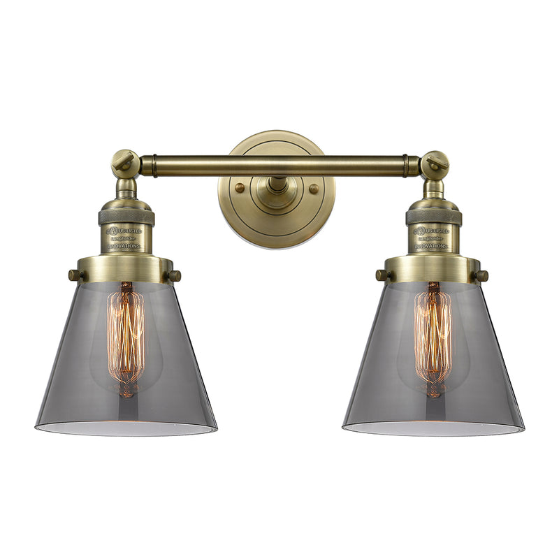 Innovations Lighting Small Cone 2 Light Bath Vanity Light Part Of The Franklin Restoration Collection 208L-AB-G63-LED