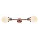 Beacon Bath Vanity Light shown in the Antique Copper finish with a Matte White shade