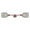 Stanton Bath Vanity Light shown in the Antique Copper finish with a Clear Wire Mesh shade