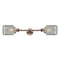 Stanton Bath Vanity Light shown in the Antique Copper finish with a Clear Wire Mesh shade