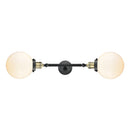 Beacon Bath Vanity Light shown in the Black Antique Brass finish with a Matte White shade