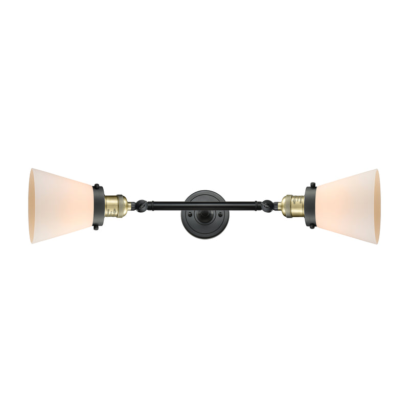 Cone Bath Vanity Light shown in the Black Antique Brass finish with a Matte White shade