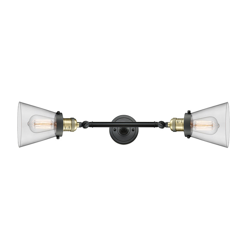 Cone Bath Vanity Light shown in the Black Antique Brass finish with a Clear shade