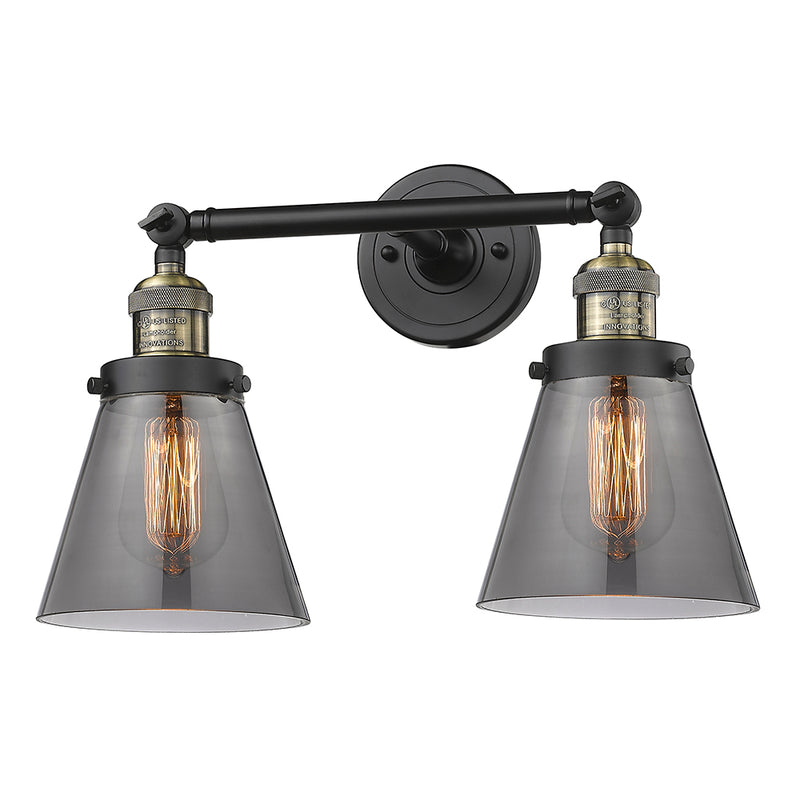 Innovations Lighting Small Cone 2 Light Bath Vanity Light Part Of The Franklin Restoration Collection 208L-BAB-G63-LED