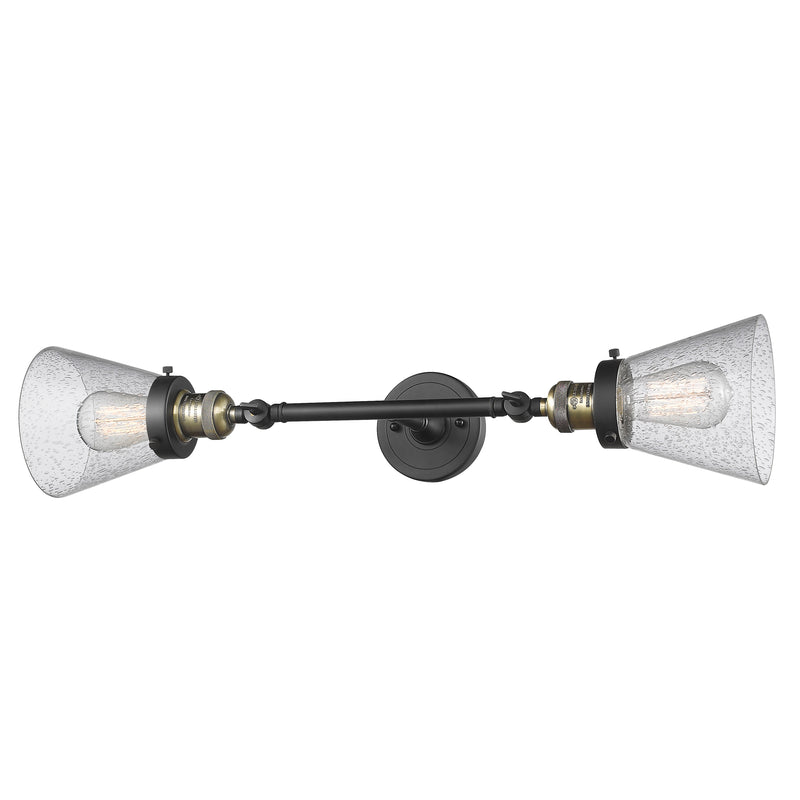 Cone Bath Vanity Light shown in the Black Antique Brass finish with a Seedy shade