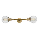 Beacon Bath Vanity Light shown in the Brushed Brass finish with a Clear shade