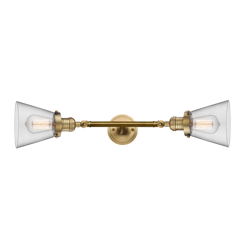 Cone Bath Vanity Light shown in the Brushed Brass finish with a Clear shade