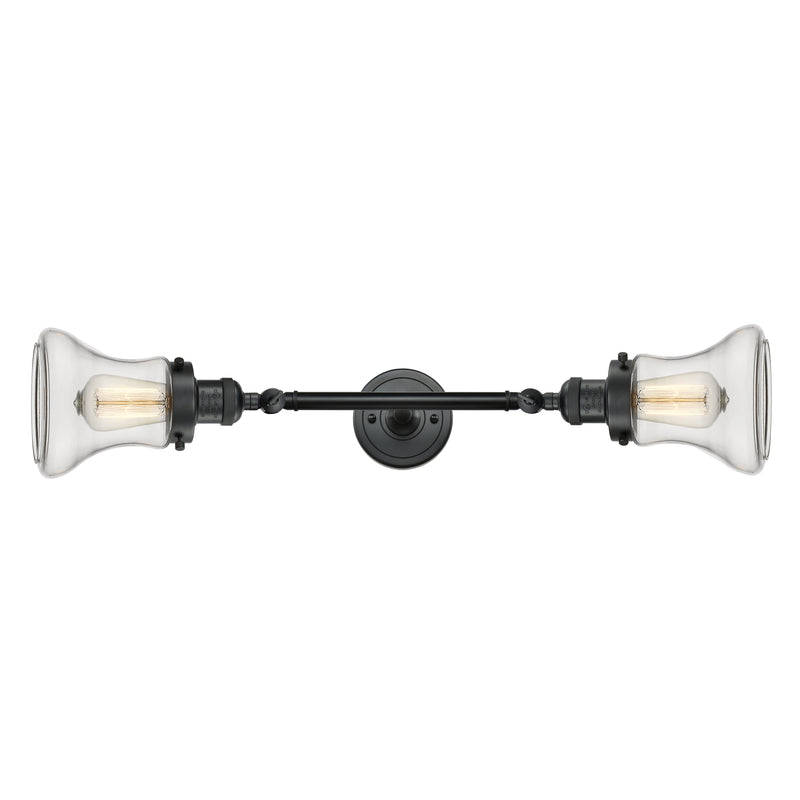 Bellmont Bath Vanity Light shown in the Matte Black finish with a Clear shade