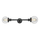 Beacon Bath Vanity Light shown in the Matte Black finish with a Clear shade