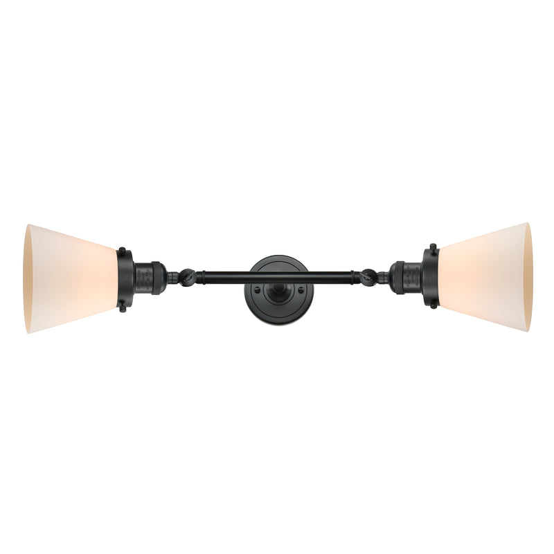 Cone Bath Vanity Light shown in the Matte Black finish with a Matte White shade