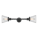 Cone Bath Vanity Light shown in the Matte Black finish with a Clear shade