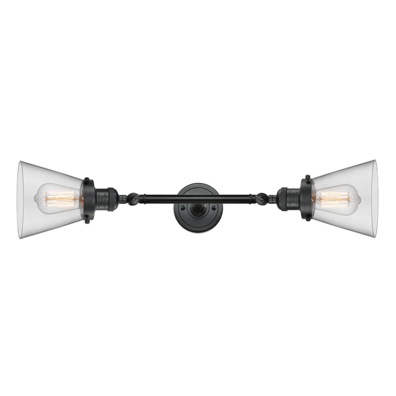 Cone Bath Vanity Light shown in the Matte Black finish with a Clear shade