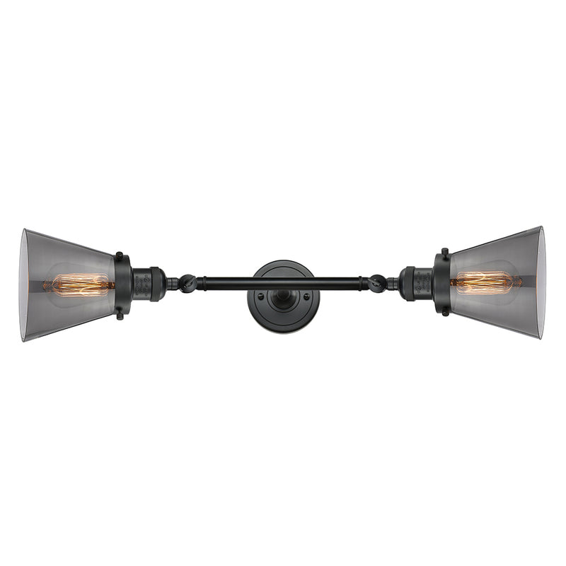 Innovations Lighting Small Cone 2 Light Bath Vanity Light Part Of The Franklin Restoration Collection 208L-BK-G63-LED