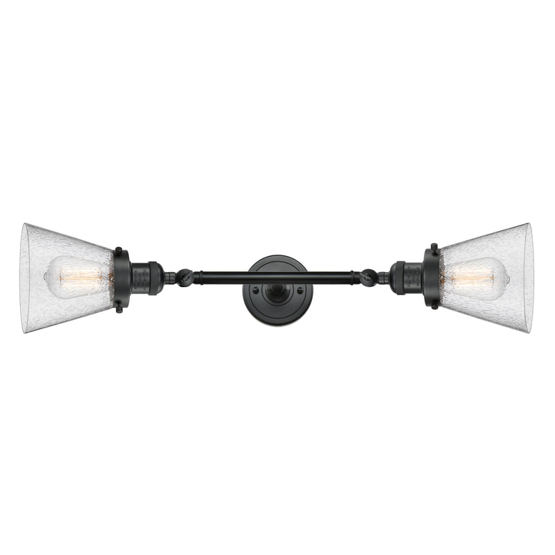 Cone Bath Vanity Light shown in the Matte Black finish with a Seedy shade