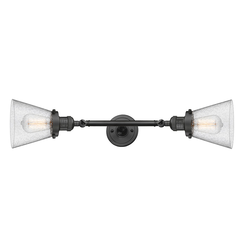 Cone Bath Vanity Light shown in the Oil Rubbed Bronze finish with a Seedy shade