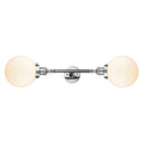 Beacon Bath Vanity Light shown in the Polished Chrome finish with a Matte White shade