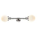 Beacon Bath Vanity Light shown in the Polished Nickel finish with a Matte White shade