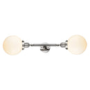 Beacon Bath Vanity Light shown in the Polished Nickel finish with a Matte White shade