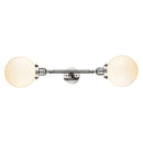 Beacon Bath Vanity Light shown in the Polished Nickel finish with a Matte White shade