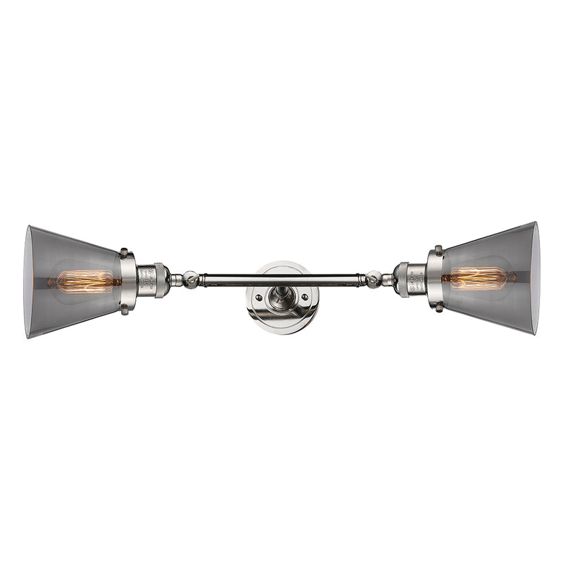 Innovations Lighting Small Cone 2 Light Bath Vanity Light Part Of The Franklin Restoration Collection 208L-PN-G63-LED