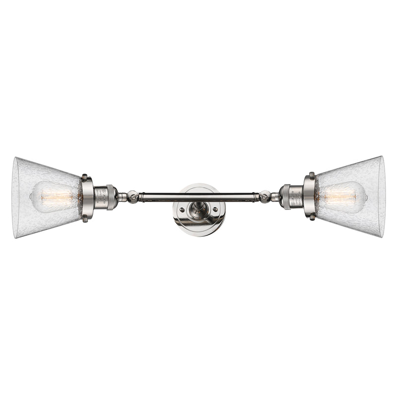 Cone Bath Vanity Light shown in the Polished Nickel finish with a Seedy shade