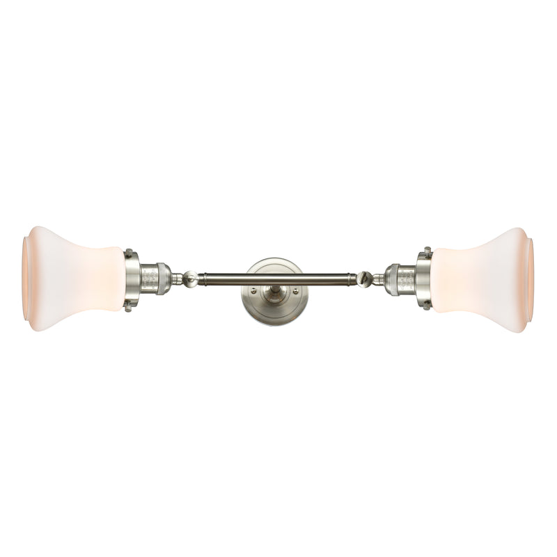 Bellmont Bath Vanity Light shown in the Brushed Satin Nickel finish with a Matte White shade