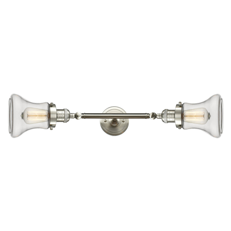 Bellmont Bath Vanity Light shown in the Brushed Satin Nickel finish with a Clear shade