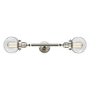 Beacon Bath Vanity Light shown in the Brushed Satin Nickel finish with a Clear shade