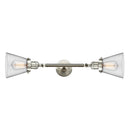 Cone Bath Vanity Light shown in the Brushed Satin Nickel finish with a Clear shade