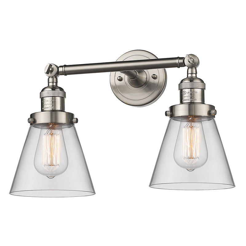 Innovations Lighting Small Cone 2 Light Bath Vanity Light Part Of The Franklin Restoration Collection 208L-SN-G62-LED