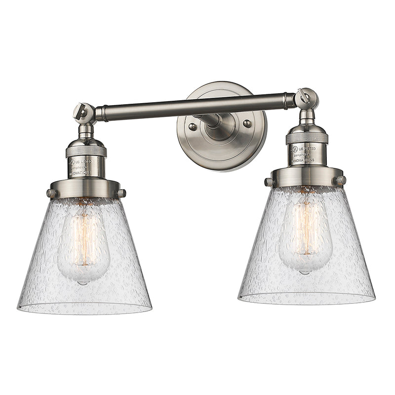 Innovations Lighting Small Cone 2 Light Bath Vanity Light Part Of The Franklin Restoration Collection 208L-SN-G64-LED