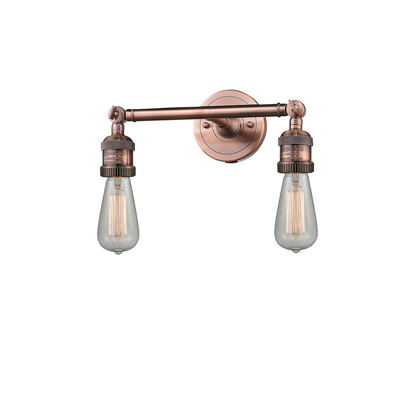 Bare Bulb Bath Vanity Light shown in the Antique Copper finish