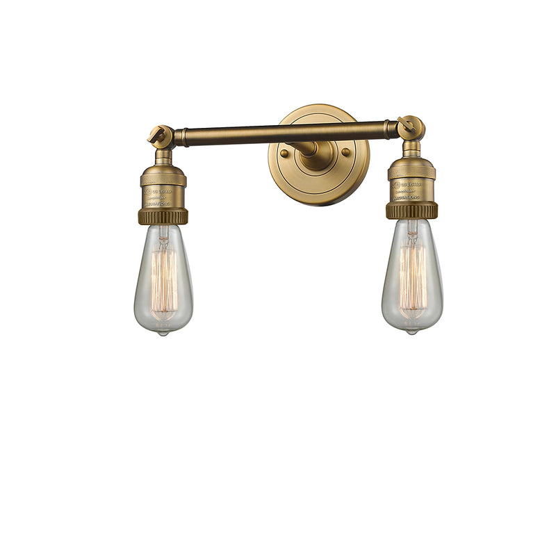 Bare Bulb Bath Vanity Light shown in the Brushed Brass finish