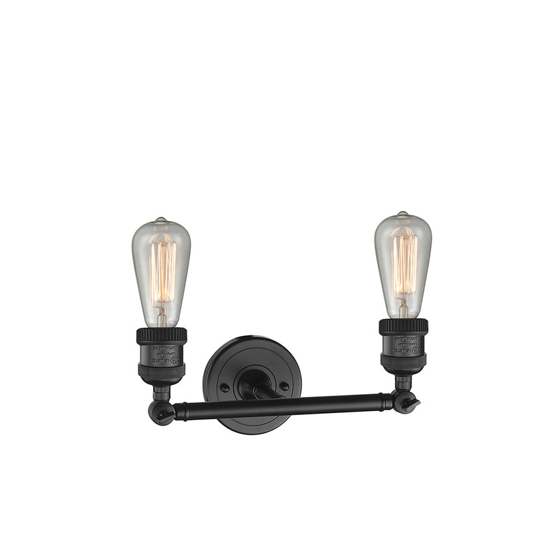 Innovations Lighting Bare Bulb 2 Light Bath Vanity Light Part Of The Franklin Restoration Collection 208-BK-LED