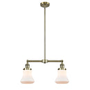 Bellmont Island Light shown in the Antique Brass finish with a Matte White shade