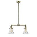 Bellmont Island Light shown in the Antique Brass finish with a Seedy shade