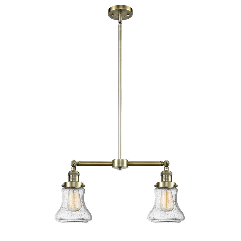 Bellmont Island Light shown in the Antique Brass finish with a Seedy shade