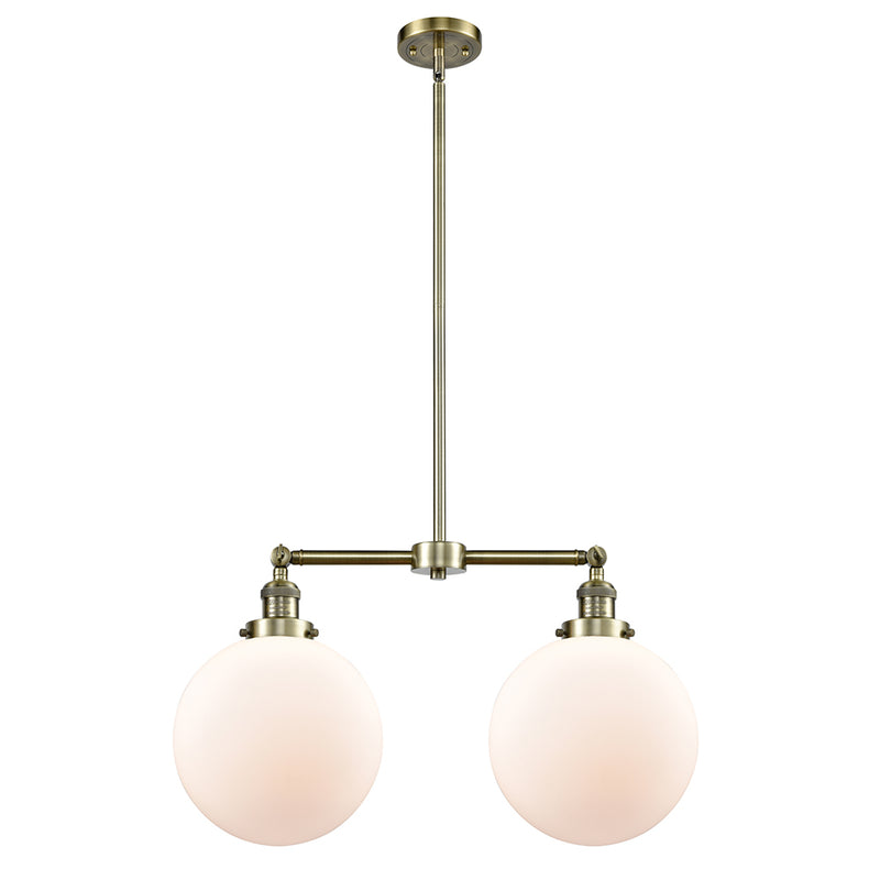 Beacon Island Light shown in the Antique Brass finish with a Matte White shade