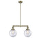 Beacon Island Light shown in the Antique Brass finish with a Seedy shade