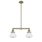 Olean Island Light shown in the Antique Brass finish with a Seedy shade