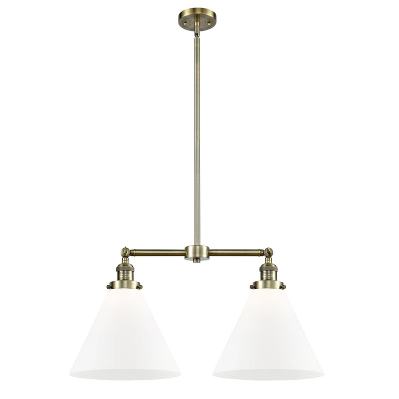 Cone Island Light shown in the Antique Brass finish with a Matte White shade