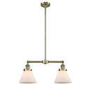 Cone Island Light shown in the Antique Brass finish with a Matte White shade