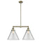 Cone Island Light shown in the Antique Brass finish with a Clear shade